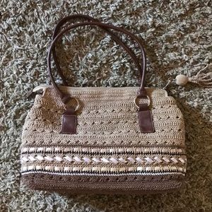 Woven with leather accent vintage bag.